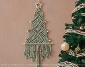 Macrame Christmas Tree, Gift For Family, Holiday Tree, Boho Holiday Gift, Christmas Presents, Unique Xmas Tree, Macrame Home Decor X32