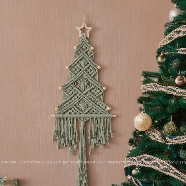 Macrame kerstboom, cadeau voor familie, vakantieboom, Boho vakantiecadeau, kerstcadeautjes, unieke kerstboom, Macrame Home Decor X32