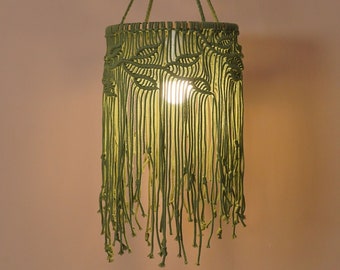 Forme de lampe Boho, Tenture murale en macramé, Lustre de ferme, Lanternes Boho, Abat-jour suspendu, Décor Boho, Lumières en macramé V14