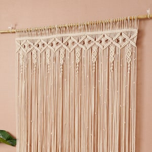 Macrame Boho Curtain, Woven Wall Hanging, Door Curtain, Extra Large Wall Art, Farmhouse Wall Art, Aesthetic Wall Decor, Grammy Gifts C06