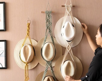 Boho Hats Holder, Cowgirl Hat Storage, Mid Century Modern, Straw Hat Rack, Gift For Him, Scandinavian Decor, Valentine Gift For Her H01