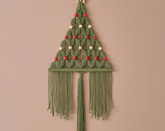 Macrame Christmas Tree, Xmas Macrame, Boho Wall Hanging, Holiday Gift, Mantel Decor, Bohemian Christmas, Minimal Seasonal Art X64
