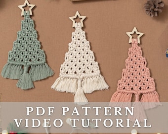 Patrón Macrame Árbol de Navidad Descargar PDF, Decoración de Navidad Boho, Instrucción de Macrame, Patrón Macrame Diy, Patrón de Video, Principiante P19