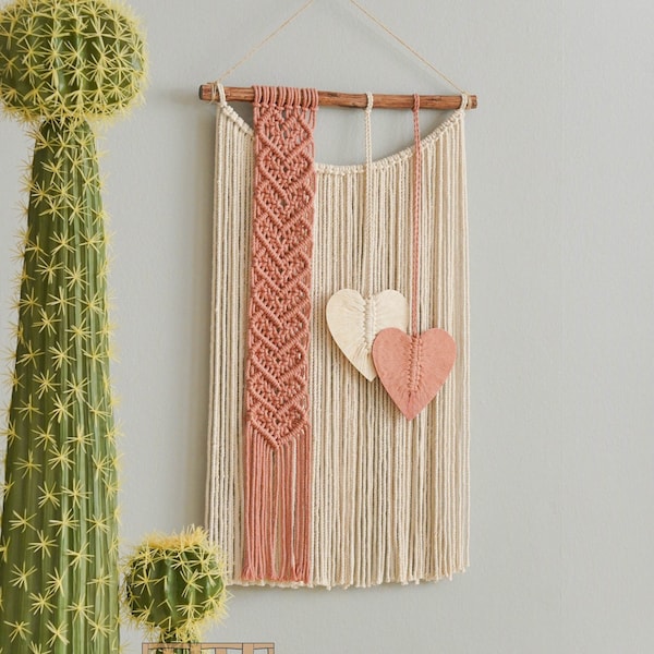 Macrame Heart Wall Hanging, Dining Room Decor, Heart Door Hanger, Pastel Home Decor, Gift For Girlfriend, Mothers Day Gift W03