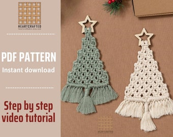 Macrame Pattern Christmas Tree PDF Tutorial, Intermediate Macrame, Macrame For Begginer, Macrame Xmas Tree, Winter Pattern, Xmas Pattern P19