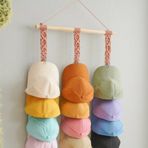 Custom Cap Hanger, Macrame Hat Hanger, Bohemian Home Decor, Room Organizer, Farmhouse Hat Holder, Baseball Cap Stand, Gift For Him H43