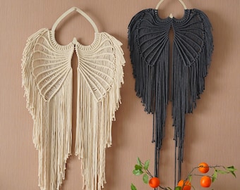 Makramee Engelflügel, Halloween Dekoration, Einweihungsparty Geschenk, Einweihungsparty Geschenk für Sie, Engelflügel, Gothic Makramee W53