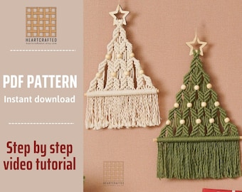 Macrame Pattern Christmas Tree PDF Download, Holiday Patterns, Home Decor Diy, Intermediate Macrame, Learn Macrame, Macrame Diy Pattern P20