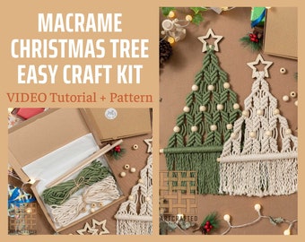 DIY KIT Macrame Christmas Tree Decoration, Beginner Craft KIT, Holiday Craft Night,Festive Activity, Holiday Decor, Christmas Gift K20