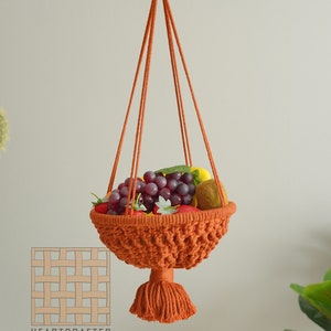 Macrame Fruit Basket, Wall Storage, Teacher Gifts, Fruit Hanging Bag, Basket Wall Decor, Vegetable Hammocks, Onion Storage, Mommy Gift H50 image 3