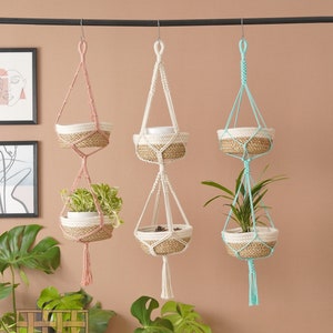 Ceiling Plant Hanger, Macrame Pot Holder, Boho Plant Hanger, Nature Lover Gift, Crochet Rope Hanger,Gardening Gift, Mothers Day Gift H13