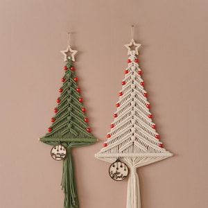Macrame Christmas Tree, Xmas Tree Hanging, Rustic Winter Home, Grandma Gift, Unique Christmas, Boho Holiday Decor, Mid Century Modern X62