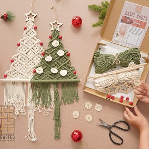 Christmas Craft, Create Your Own Kit, Crafter Gifts, Christmas Tree, Macrame Materials, At Home Craft, For Girl For Tweens, Activity Box K25