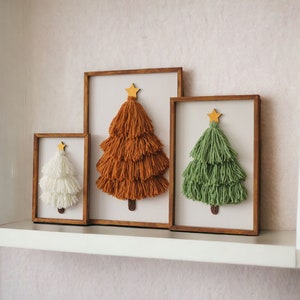 Tassel Christmas Tree Decor, Framed Yarn Tree, Christmas Decor, Christmas Tree, Rustic Christmas Tree Sign, Tassel Decor V23