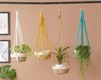 Plant Hanger No Tassel, Macrame Plant Holder, Hanging Rope Planter, Simple Plant Hanger, Garden Lover Gift, Expecting Mom Gift H14