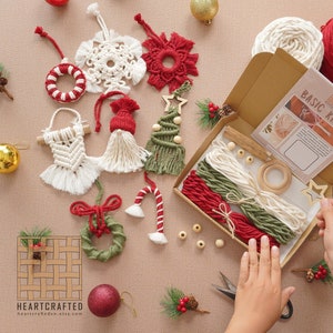 Ornament Craft Kit, Christmas Craft Kits For Adults, Macrame Craft Kits, Date Night Gift, Craft Kit Teens, Mindfulness Activity K26 image 1