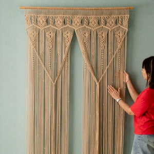 Boho Macrame Curtain Handcrafted for Modern Home Decor C26