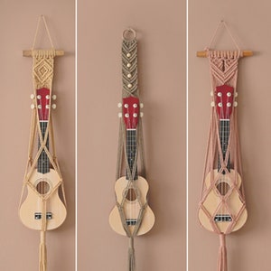 Ukulele Hanger, Macrame Ukulele Display, Gift For Her, Boho Instrument Mount, Wall Organizer Holder, Bedroom Decor, Living Room Decor H77