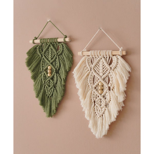 Boho Macrame Leaf, Rustic Farmhouse, Woven Tapestry, Minimalist Decor, Feather Wall Art, Modern Macrame, Gift For The Home L32