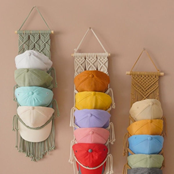 Macrame Ball Cap Hanger Etsy