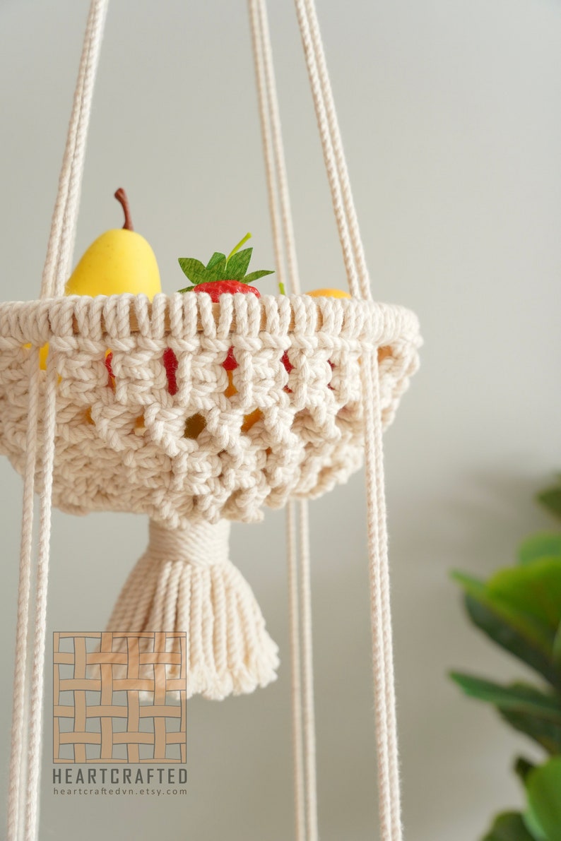 Macrame Fruit Basket, Wall Storage, Teacher Gifts, Fruit Hanging Bag, Basket Wall Decor, Vegetable Hammocks, Onion Storage, Mommy Gift H50 image 5