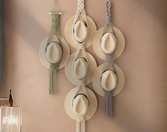 Macrame Hat Holder, Cap Storage, Macrame Cap Holder, Boho Hat Hanger, Hat Wall Hanging, Macrame Cap Hanger, Gift For Mom, Hat Rack  H01