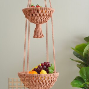 Macrame Fruit Basket, Wall Storage, Teacher Gifts, Fruit Hanging Bag, Basket Wall Decor, Vegetable Hammocks, Onion Storage, Mommy Gift H50 image 7