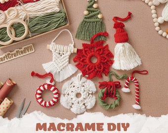 Diy Xmas Ornament, Diy Ornaments, Christmas Kit, Boho Holiday Decor, Gift For Best Friend, Macrame Xmas, Make It Yourself, Home Activity K26