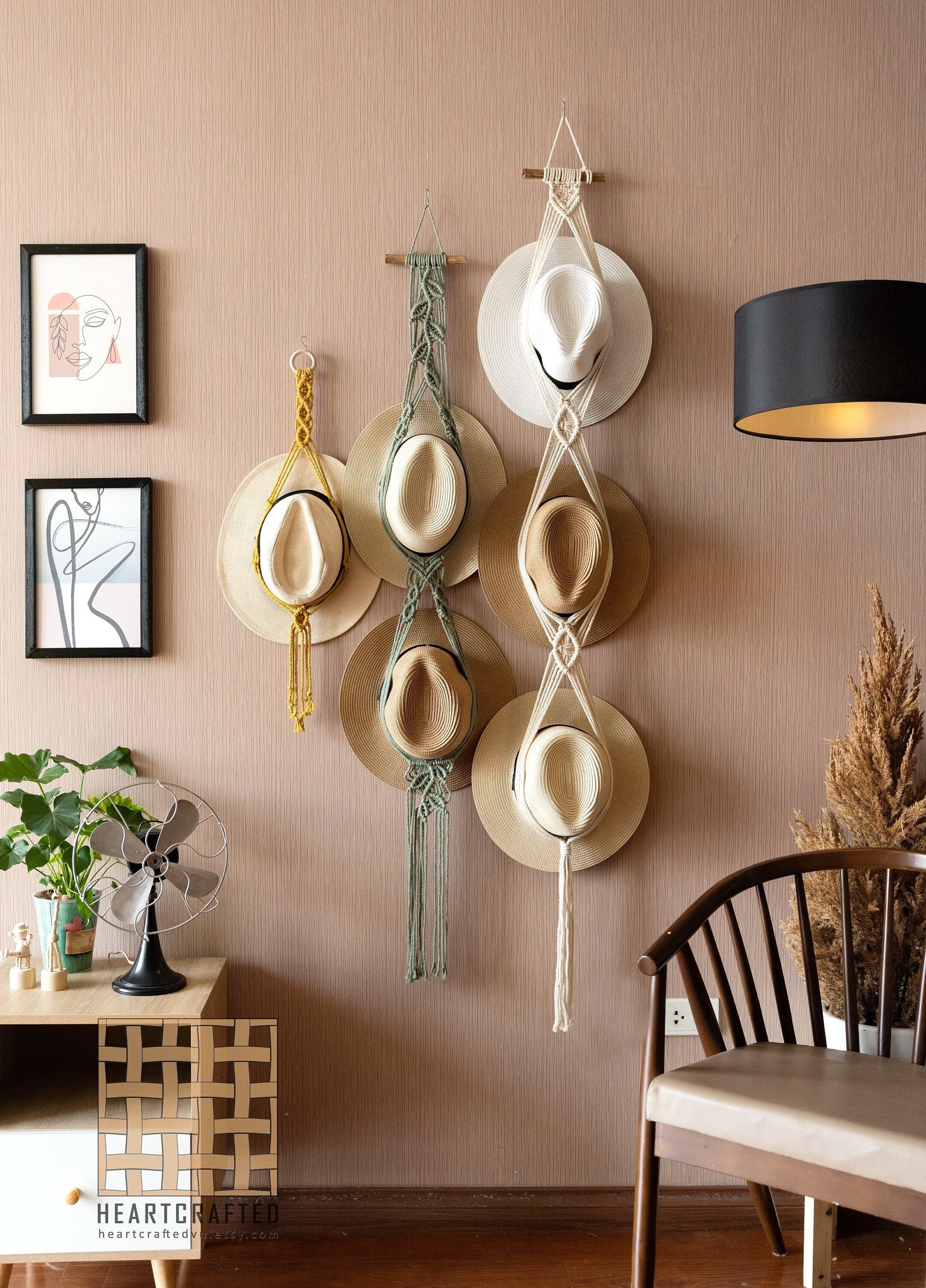 Macrame Hat Holder, Hat Hanger For Wall, Cowboy Hat, Gift For Dad, Handmade Furniture, Boho Home Decor, Hat Stand, Gift For Her H01