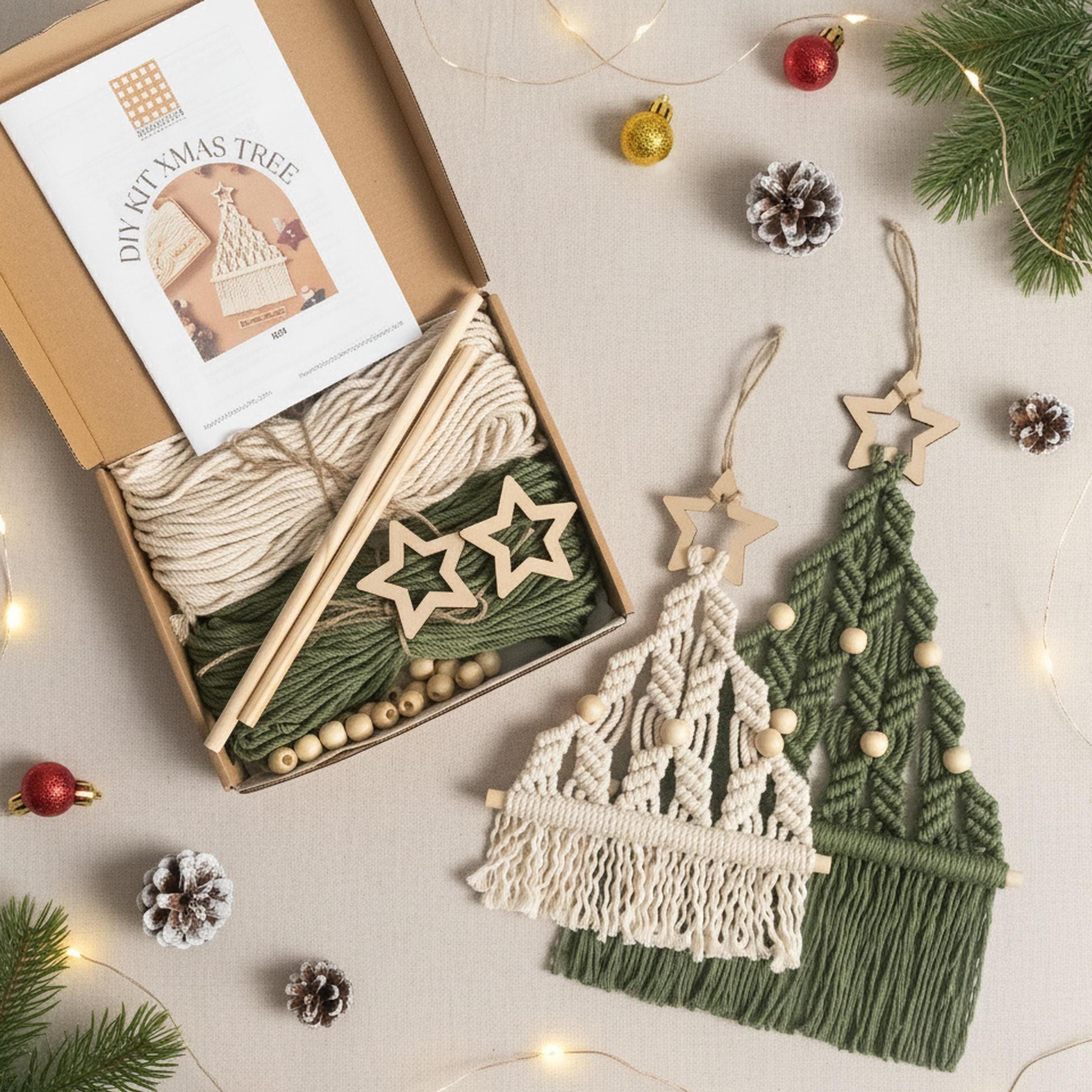 居心地の良いインテリアのための素朴なDIYマクラメクリスマスツリー 