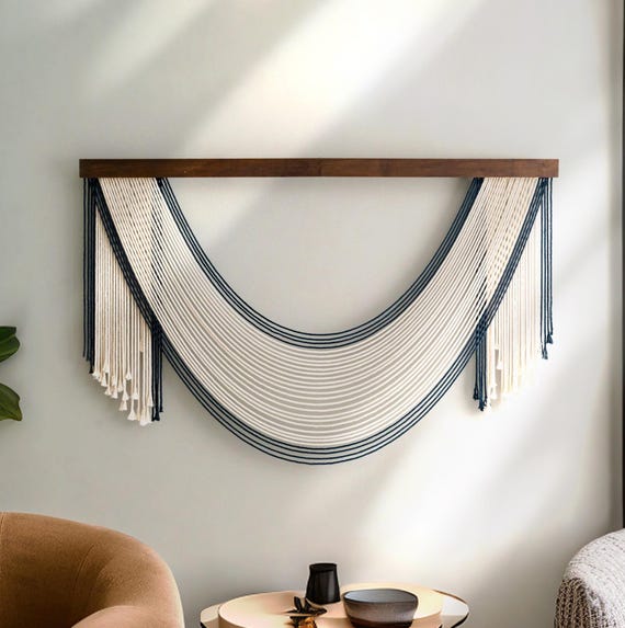 Yarn Wall Hanging, Living Room Wall Art, Decor Minimalist, Gift For Mom, Botanical Wall Art, First Home Gift, Boho Bedroom Decor V59