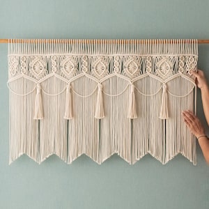Macrame Curtain, Large Tapestry, Mid Century Modern, Fiber Wall Art, Extra Large Macrame, Door Valance, Woven Tapestry C13