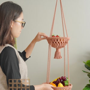 Macrame Fruit Basket, Wall Storage, Teacher Gifts, Fruit Hanging Bag, Basket Wall Decor, Vegetable Hammocks, Onion Storage, Mommy Gift H50 image 9