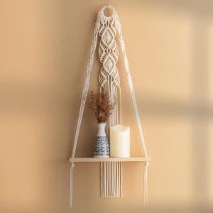 Macrame Hanging Shelf For Boho Wall Decor And Storage S28