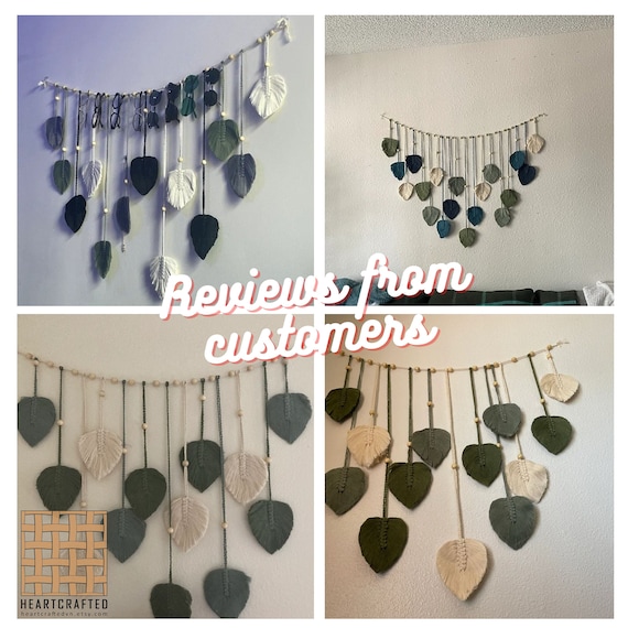 マクラメリーフガーランド、ボタニカルタペストリー、葉っぱガーランド