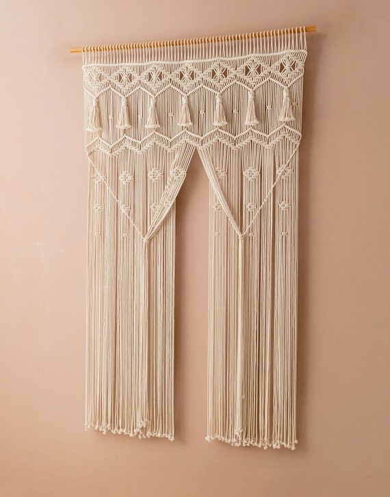 Macrame Curtain, Large Wall Art, Woodland Decor, Housewarming Gift, Modern Macrame, Valances For Windows, Room Divider Curtain C28