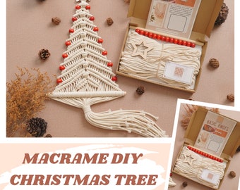 Diy Christmas Tree Kit, Christmas Kit, Macrame Craft Kit, Diy Wall Decor, Kit For Adults, Holiday Kit, Boho Christmas Decor K62