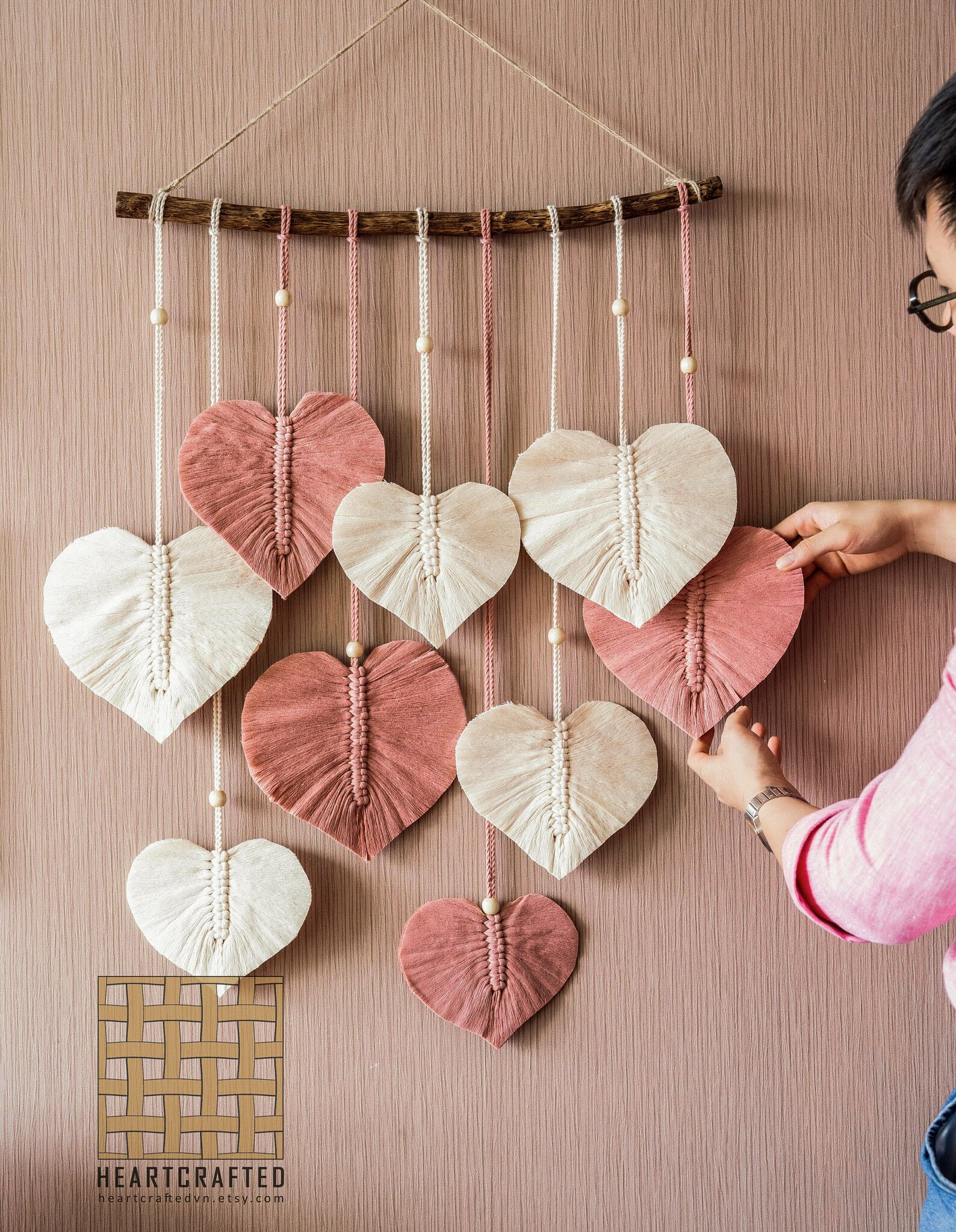 Heart Macrame Wall Hanging, Heart Wall Art, Macrame Leaf Feather