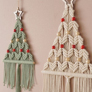 Boho Green Macrame Christmas Tree Wall Art X64