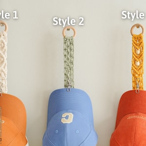 Macrame Cap Rack, Wall Cap Holder, Fathers Day Gift, Baseball Cap Hanger, Baseball Dad Gift For Dad, Gift For Him, Gift For Husband H38 image 2