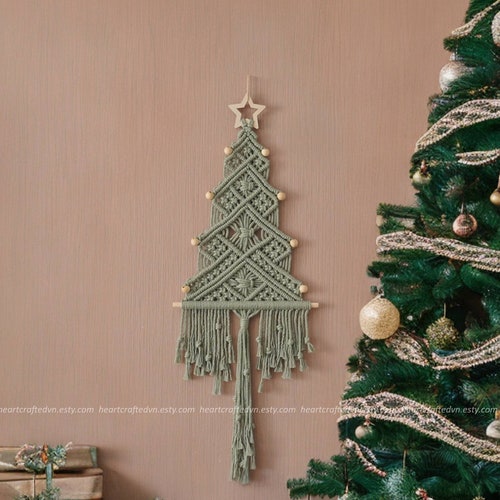 Macrame Christmas Tree, Gift For Family, Holiday Tree, Boho Holiday Gift, Christmas Presents, Unique Xmas Tree, Macrame Home Decor X32