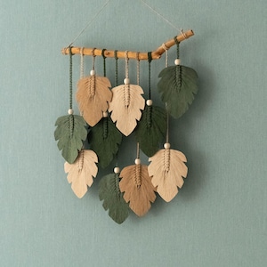 Macrame Leaf Wall Hanging, Macrame Wall Hanging, Green Wall Art, Boho Home Decor, Handmade Gifts, Farmhouse Decor, Mid-Century Modern L47 image 10