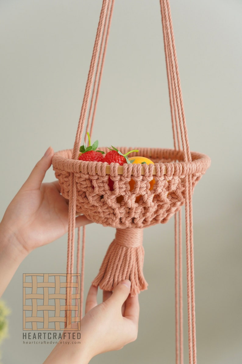 Macrame Fruit Basket, Wall Storage, Teacher Gifts, Fruit Hanging Bag, Basket Wall Decor, Vegetable Hammocks, Onion Storage, Mommy Gift H50 image 10