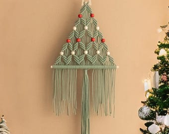Makramee Weihnachtsbaum Wandbehang Boho Urlaub Dekor handgemachtes Geschenk X64