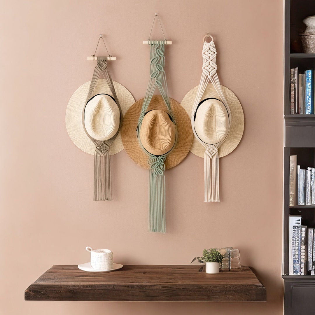 Macrame Hat Holder, Boho Hat Rack, Farmhouse Wall Decor, Gifts for New ...