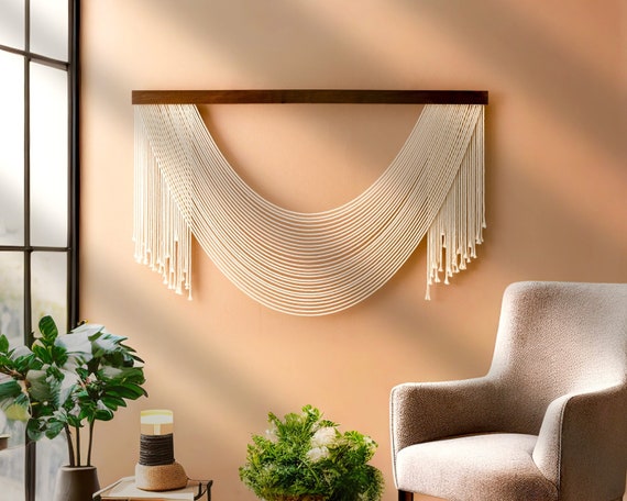Macrame Wall Hanging, Unique Wall Decor, Scandinavian Home, Gift For Mom, Modern Macrame, Farmhouse Decoration, Minimalist Artwork V58