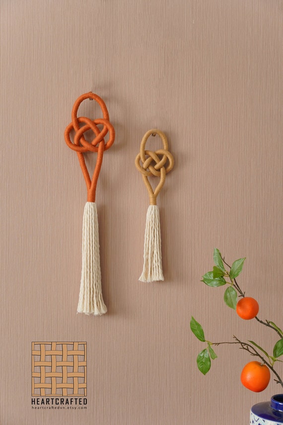 Macrame Knot Decor, Colorful Wall Art, Mid Century Modern, Macrame Knot Tassel, New Home Gift, Feng shui Decor, Boho Rope Decor W50