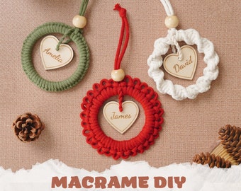 Diy Macrame Wreath Ornament Kit, Holiday Ornament, Make It Yourself, Christmas Decor, Kit For Adults, Boho Christmas Decor K66