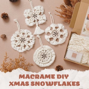 Macrame Snowflake Kit, Macrame Christmas, Make It Yourself, Festive Wall Art, Diy Tutorial, Macrame Kit, Crafting At Home,Boho Diy Craft K58