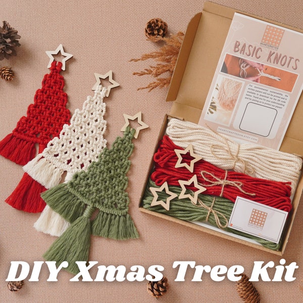 Macrame Christmas Tree Craft Kit, Craft Kit For Adults, Holiday Craft Night, Wall Art Decor, Festive Activity, Unique Gift, Xmas Gift K19